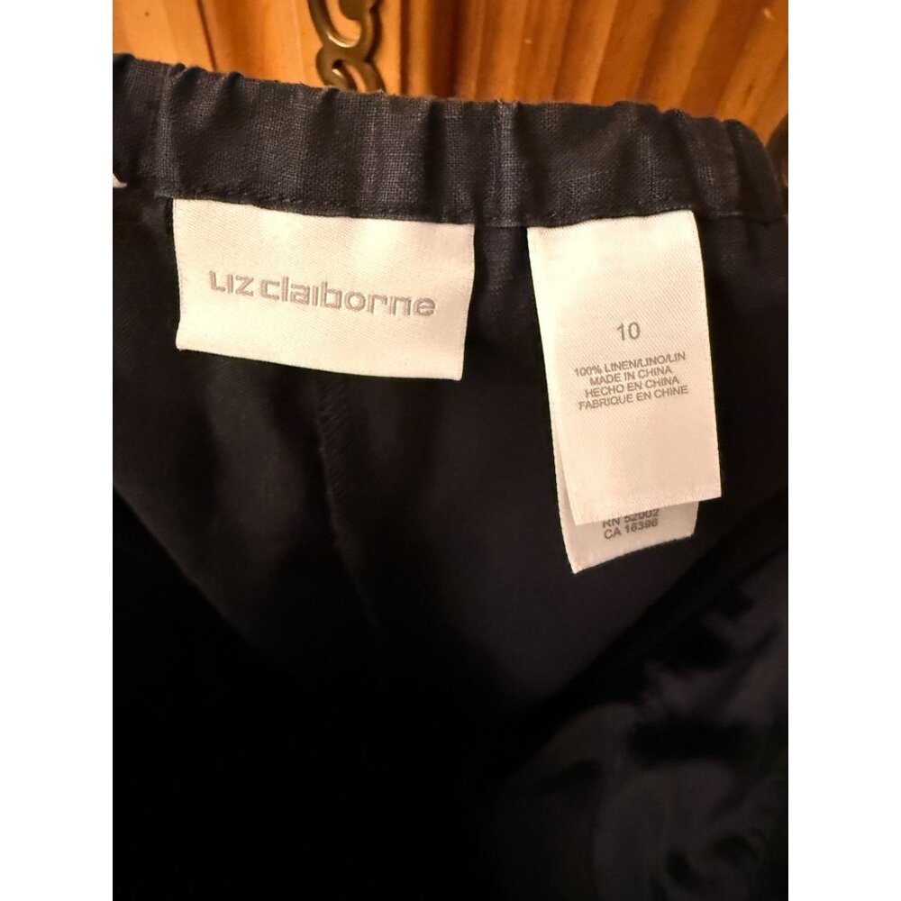 Vtg Liz Claiborne Audra Womens Black Linen Wide-Leg Pants Size 10 Comfortable - Picture 9 of 13